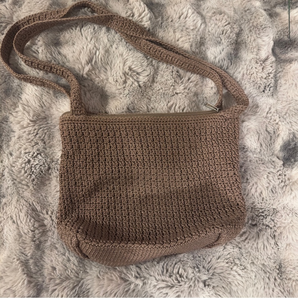 Talbots Taupe Crochet Shoulder Bag